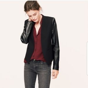 New With Tag Loft Faux Leather Sleeve Blazer